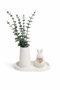 Handgegossenes Keramik-Set mit Vase, Hase & Eukalyptus