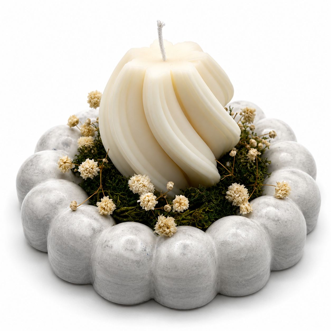 Ivory Bloom – Keramik Set mit Standkerze
