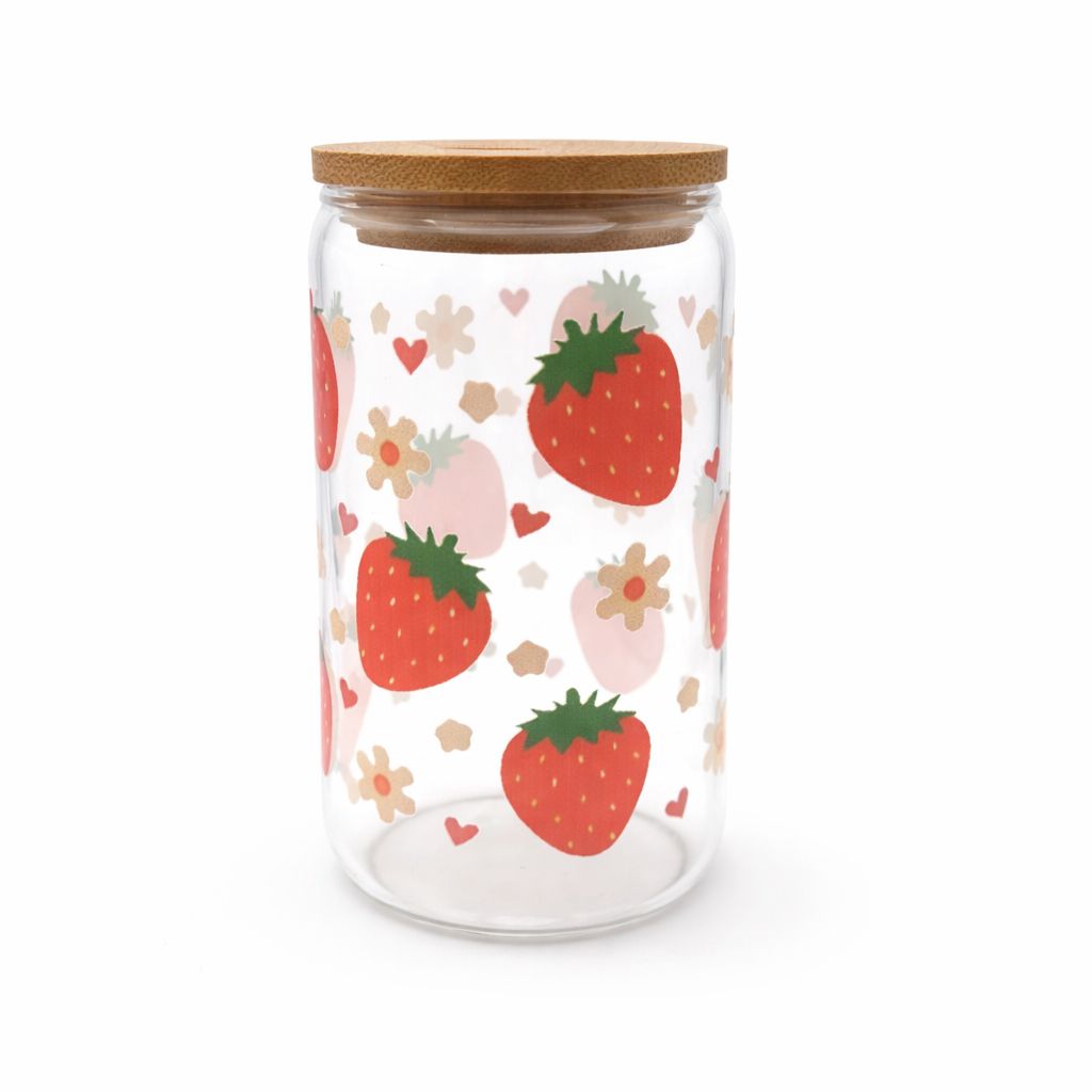 Trinkglas mit Glasstrohhalm - Geschenkset