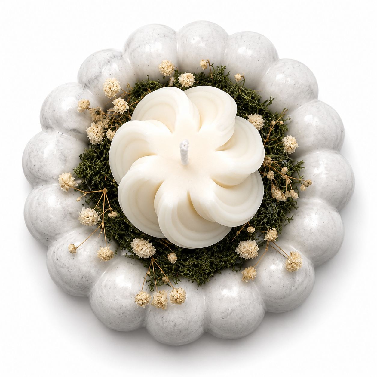 Ivory Bloom – Keramik Set mit Standkerze